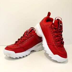 FILA Women's Disruptor II Premium Sneaker Shoes Size 7.5 Red White FM00079-616
